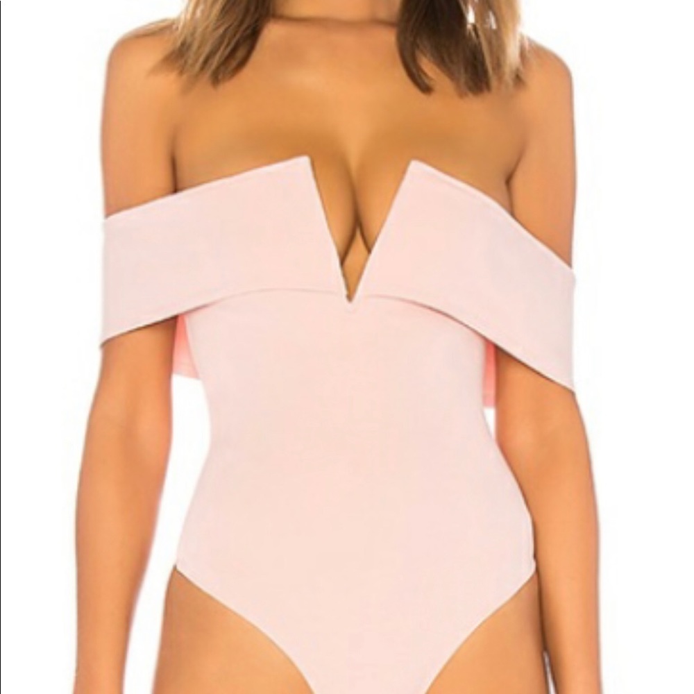 PINK OFF THE SHOULDER BODYSUIT BOUGHT ON REVOLVE